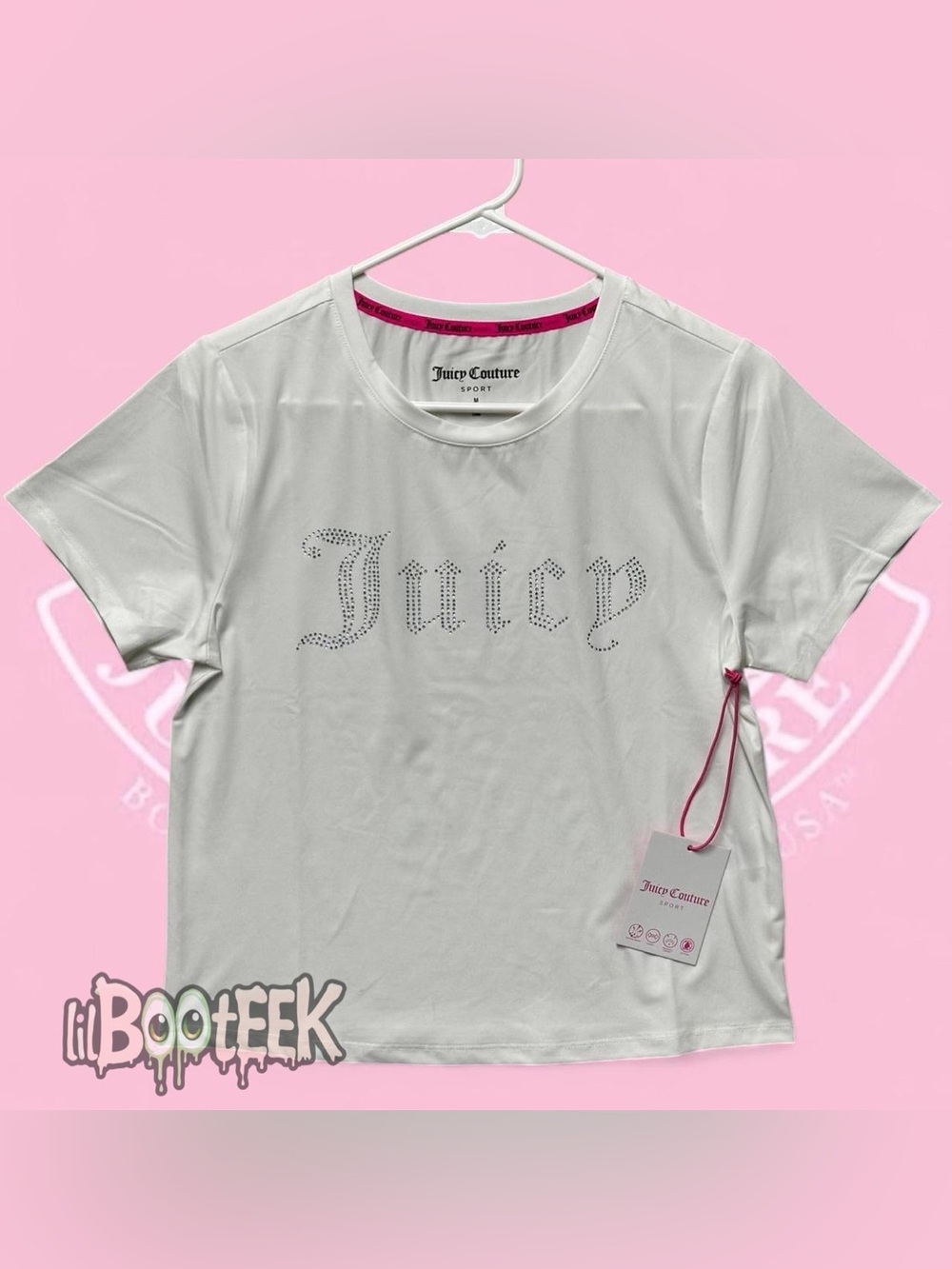 Juicy Couture Ladies MD White Sporty Active Top w Rhinestone Logo NWT Y2K